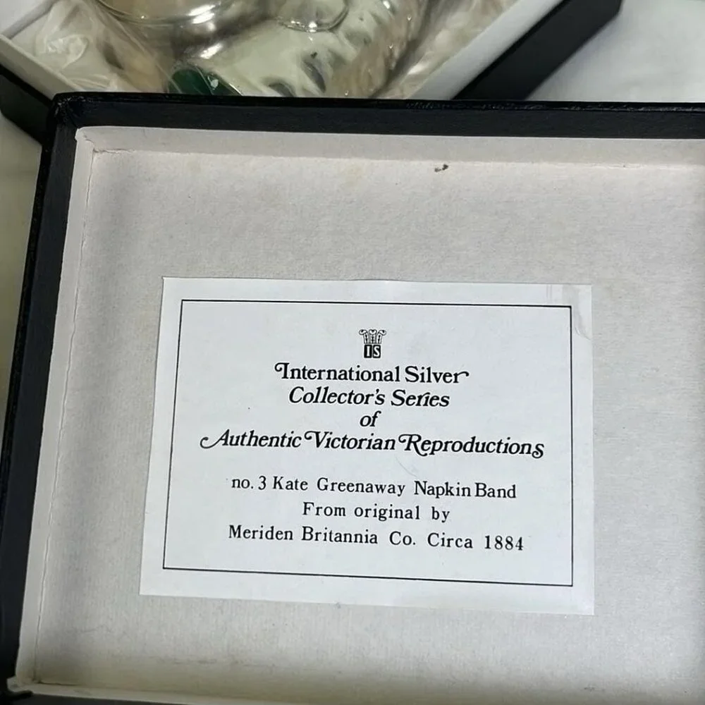 VTG International Silver Co Napkin Band Boy and Girl Set In Original Boxes  Wedd